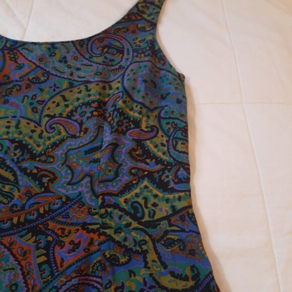 Handmade Vintage Colourful Paisley Shift Mini Dress Size Extra Small - Picture 3 of 7